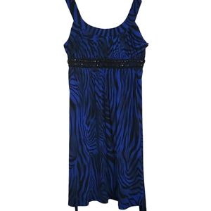 NWT Jodi Kristopher Blue Tiger Bead Mini Dress sz M